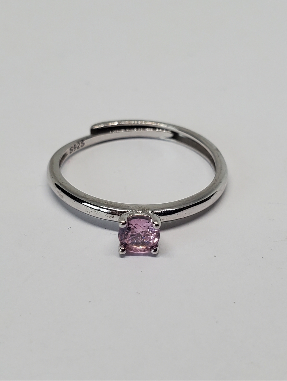 Sterling Silver Pink CZ Solitaire Ring
